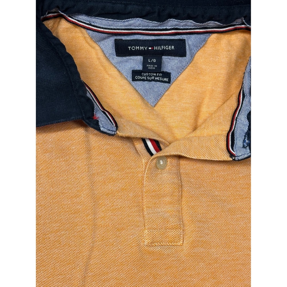 Tommy Hilfiger Mens Polo Shirt L/G Orange‎ Custom Fit Short Sleeve